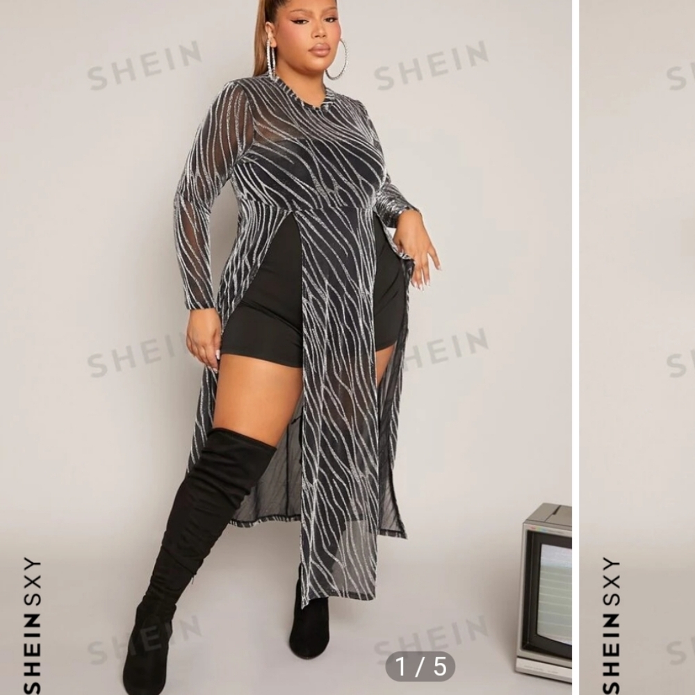 Sexy Black and Silver dress with body suit underneath.